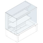 Refrigerated square display 2 levels on ventilated tank, remote, customers side closed, 4x GN 1/1