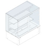 Refrigerated square display 2 levels on ventilated tank, remote, customers side flaps, 3x GN 1/1