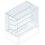 Refrigerated square display 3 levels on ventilated tank, remote, customers side closed, 4x GN 1/1