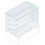 Refrigerated square display 3 levels on ventilated tank, remote, customers side flaps, 3x GN 1/1