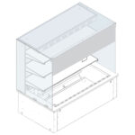 Refrigerated square display 3 levels on ventilated tank, remote, customers side curtain, 4x GN 1/1