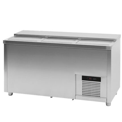 Bottles cooler 381 litres in stainless steel with 3 sliding lids