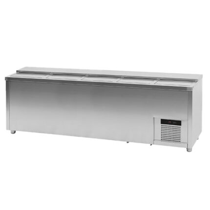 Bottles cooler 696 litres in stainless steel with 5 sliding lids