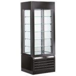 Refrigerated ventilated display for pastry with 5 glass shelves, 700 mm, -2°/+10°C - black