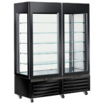 Refrigerated ventilated display for pastry with 5 glass shelves, 1420 mm, -2°/+10°C - black