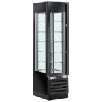 Refrigerated ventilated display for chocolate with 5 glass shelves, 450 mm, +15°/+18°C - black
