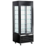 Refrigerated ventilated display for chocolate with 5 glass shelves, 700 mm, +15°/+18°C - black