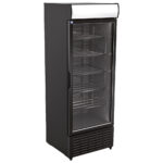 Upright bottle cooler 707 litres with glass door and canopy lighting, +1°/+9°C - Color black