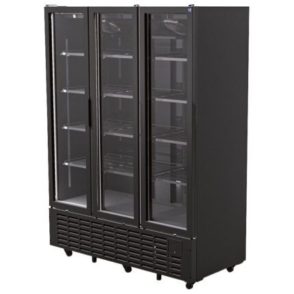 Upright bottle cooler 1491 litres with 3 glass doors, +1°/+9°C - Color black