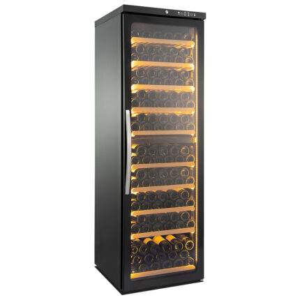 Refrigerated wine display with 2 temperature zones, 169 bottles, +5°/+20°C
