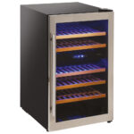 refrigerated wine display with 2 temperature zones, 31 bottles, +5°/+10°C | +10°/+18°C