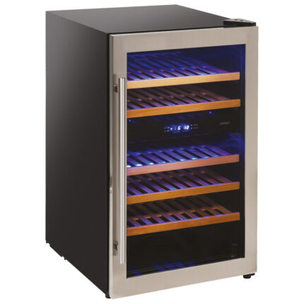 refrigerated wine display with 2 temperature zones, 31 bottles, +5°/+10°C | +10°/+18°C