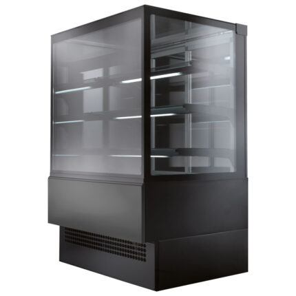 Refrigerated counter with 3 shelves, vertical front glass, ventilated, +4°/+8°C, l=1505 mm - RAL9005