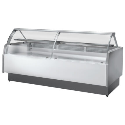 Neutral display counter 1520 mm with curved glass front