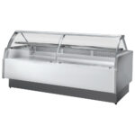 Neutral display counter 2000 mm with curved glass front
