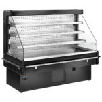 Refrigerated self-service counter with 3 shelves, ventilated, wall model, +2°/+ 4°C, w=1000 mm - black