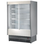 Refrigerated multi-deck wall cabinet 1600 mm with 4 shelves and sliding doors, +3°/+5°C - dairy products