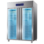 Refrigerator 1400 litres stainless steel with glass doors, GN 2/1, -2°/+8°C, 85 mm insulatio