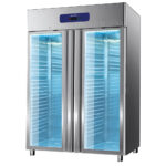 Freezer 1400 litres made of stainless steel with glass doors, GN 2/1, -10°/-25°C, 85 mm insulation