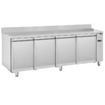 Refrigerated counter 4 doors GN 1/1 with upstand for remote cooling, -2°/+8°C