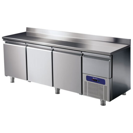 Refrigerated counter 3 doors GN 1/1 with upstand and refrigerated drawer, -2°/+8°C