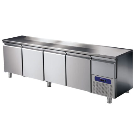 Refrigerated counter 4 doors GN 1/1 with refrigerated drawer, -2°/+8°C