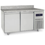 Freezer counter for pastry 2 doors 600x400 mm with granite top with upstand, -10°/-25°C