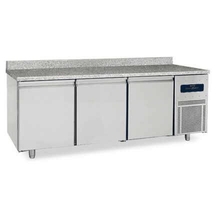 Freezer counter for pastry 3 doors 600x400 mm with granite top with upstand, -10°/-25°C