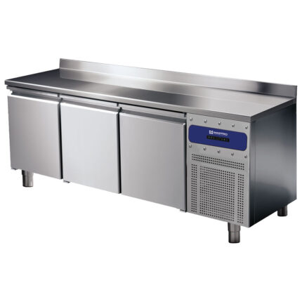 Refrigerated pastry counter 3 doors 600x400 mm, stainless steel top with upstand, -2°/+8°C