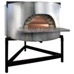 wood pizza oven with stainless steel facade, bedplate ø 1300 mm, capacity 6/7 pizzas