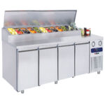 Refrigerated preparation counter 4 doors GN 1/1, 12x GN 1/3 h=150 mm, -2°/+8°C