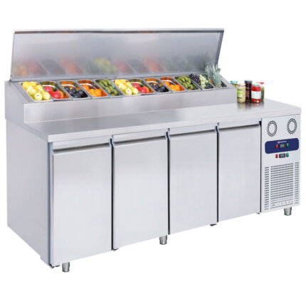 Refrigerated preparation counter 4 doors GN 1/1, 12x GN 1/3 h=150 mm, -2°/+8°C