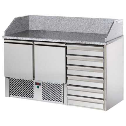 Pizza counter with 2 doors GN 1/1 and 6 neutral drawers 600x400 mm