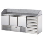 Pizza counter with 3 doors GN 1/1 and 6 neutral drawers 600x400 mm