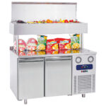 Refrigerated preparation counter with 2 doors GN and pan cooler 7x GN 1/3