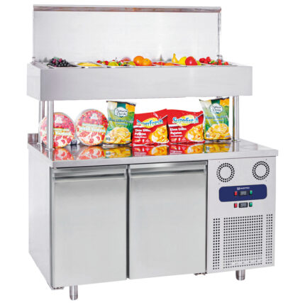 Refrigerated preparation counter with 2 doors GN and pan cooler 7x GN 1/3