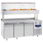 Refrigerated preparation counter with 3 doors GN and pan cooler 10x GN 1/3