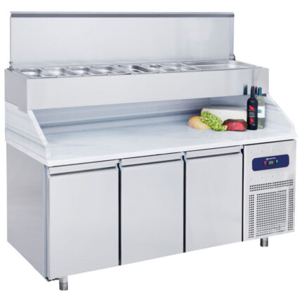 Pizza counter with 3 doors GN 1/1 with pan cooler 10x GN 1/3 h=150 mm