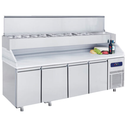 Pizza counter with 4 doors GN 1/1 with pan cooler 12x GN 1/3 h=150 mm