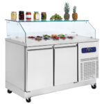 Refrigerated preparation counter 2 doors GN 1/1 with glass structure, 6x GN 1/6 h=100 mm, -2°/+8°C