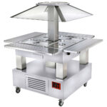 Island Buffet - Refrigerated salad bar, motorized roof 4x GN1/1-150 (white wood)
