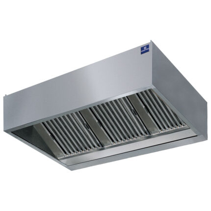 wall-mounted cubic hood with motor, lighting and speed governor, 1800x1100 mm