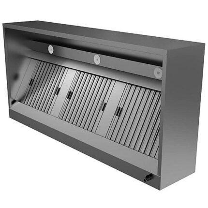 Wall-mounted cubic hood with LED lighting, 1600x1100 mm