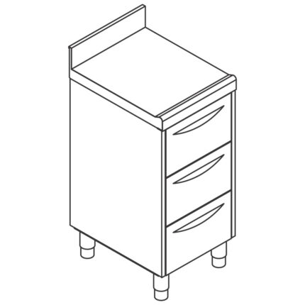 Drawer cupboard with 3 drawers GN 1/1 and upstand, 500x700 mm