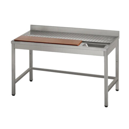 Meat preparation table with cutting board and waste hole, l=2000 mm