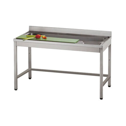 Vegetable preparation table with cutting board and bowl, l=1400 mm
