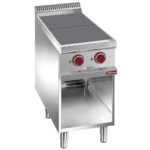 Electric stoves 2 plates aligned with the top, on open cupboard