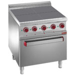 Electric stoves 4 plates aligned with the top, on oven GN 2/1