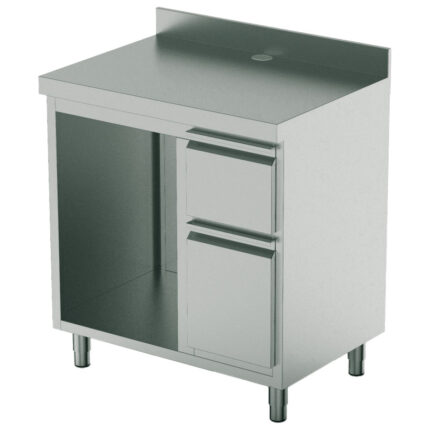 Coffee machine counter 1000x700 mm with drawer, coffee ground drawer, waste bin, 1 machine compartment
