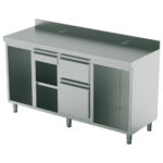 Coffee machine counter 2000x700 mm with drawer, coffee ground drawer, waste bin, 2 machine compartments
